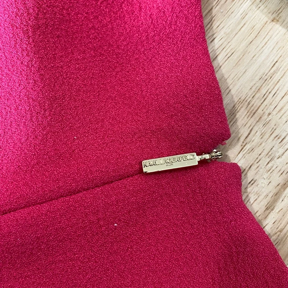 Karl Lagerfeld a hot Pink/Fuschia Asymmetrical Ruffled Mini Dress - Picture 5 of 8